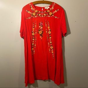 Red floral detail dress